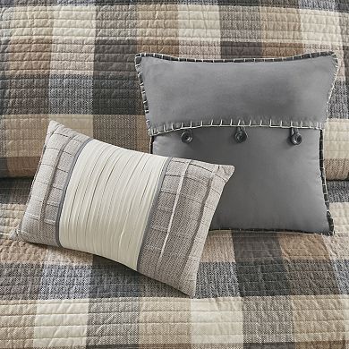 Madison Park 6-piece Pioneer Herringbone Quilt Set with Shams and Decorative Pillows