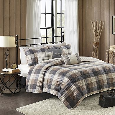 Madison Park 6-piece Pioneer Herringbone Quilt Set with Shams and Decorative Pillows