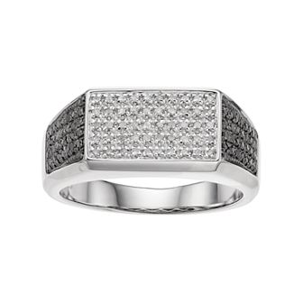 Gold LLC Men's Sterling Silver 1/2 Carat T.W. Black & White Diamond ring