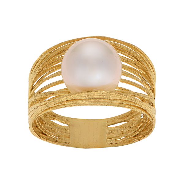 PearLustre by Imperial 14k Gold Freshwater Cultured Pearl Woven Ring