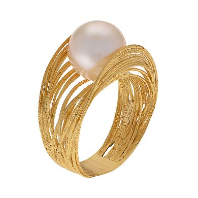 PearLustre by Imperial 14k Gold Freshwater Cultured Pearl Woven Ring