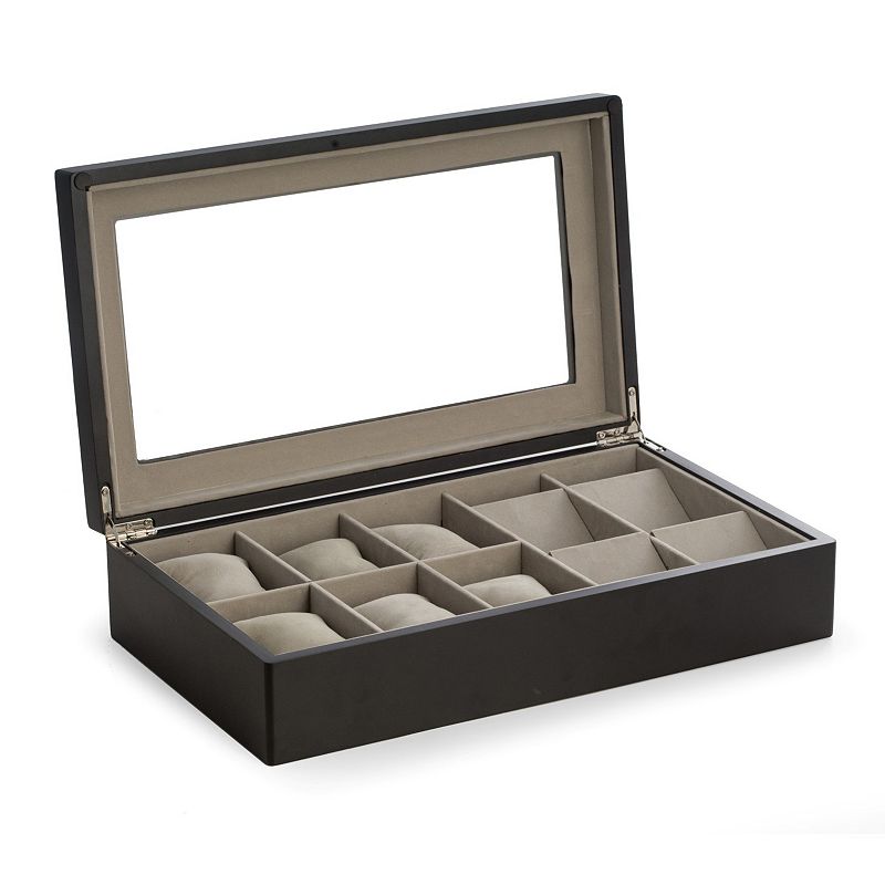 Bey-Berk Cherry Wood Watch Storage Box, Black