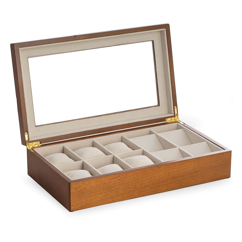 Bey-Berk Cherry Wood Watch Storage Box, Brown