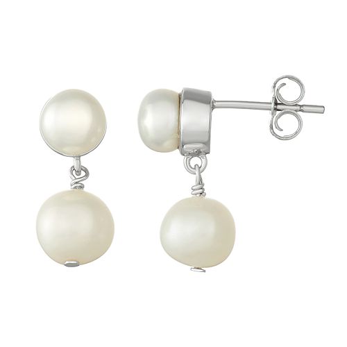 Sterling Silver Freshwater Cultured Pearl Drop Earrings