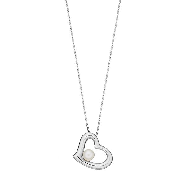 PearLustre by Imperial Sterling Silver Freshwater Cultured Pearl Heart ...