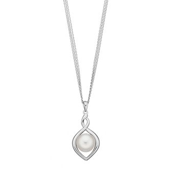 PearLustre by Imperial Sterling Silver Freshwater Cultured Pearl Twist Pendant