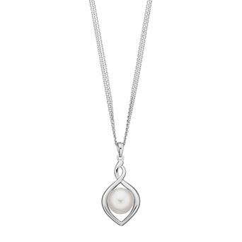 PearLustre by Imperial Sterling Silver Freshwater Cultured Pearl Twist Pendant