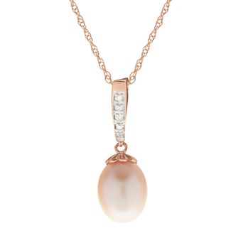 PearLustre by Imperial 14k Rose Gold Freshwater Cultured Pearl & Diamond Accent Pendant