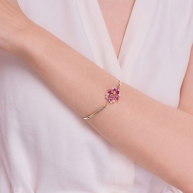 14k Gold Over Silver Lab-Created Ruby & Sapphire Cluster Bracelet