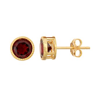 Designs by Gioelli 14k Gold Over Silver Garnet Stud Earrings