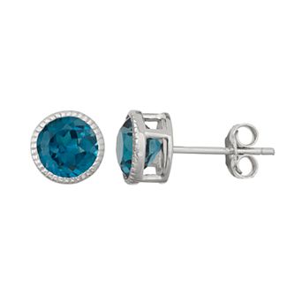Designs by Gioelli Sterling Silver London Blue Topaz Stud Earrings