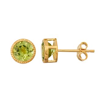 Designs by Gioelli 14k Gold Over Silver Peridot Stud Earrings