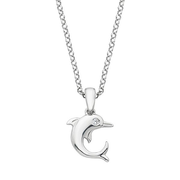 Little Diva Diamonds Kids' Sterling Silver Dolphin Pendant