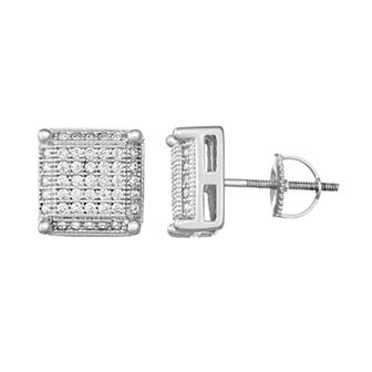 Designs by Gioelli Men's Sterling Silver Cubic Zirconia Square Stud Earrings