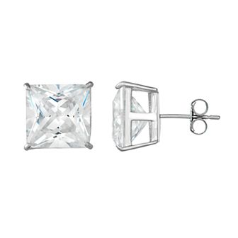 Designs by Gioelli Men's 14k White Gold Cubic Zirconia Square Stud Earrings