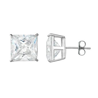 Designs by Gioelli Men's 14k White Gold Cubic Zirconia Square Stud Earrings