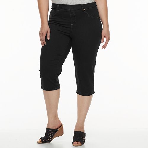 just my size women's plus size 2 pocket pull on capri pant