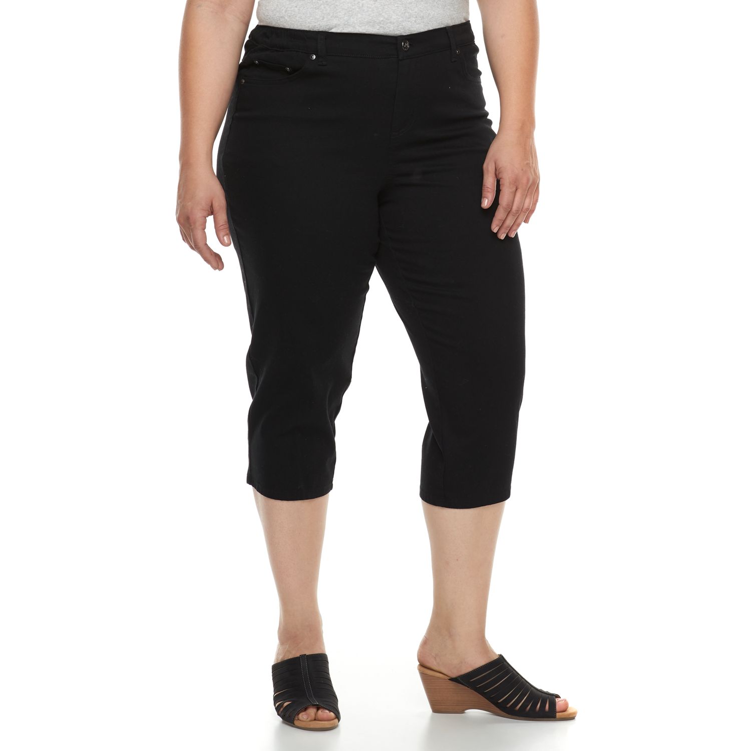 just my size women's plus size 2 pocket pull on capri pant