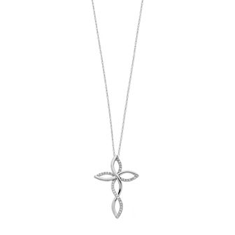 Celebration Gems 10k Gold 1/10 Carat T.W. Diamond Openwork Cross Pendant