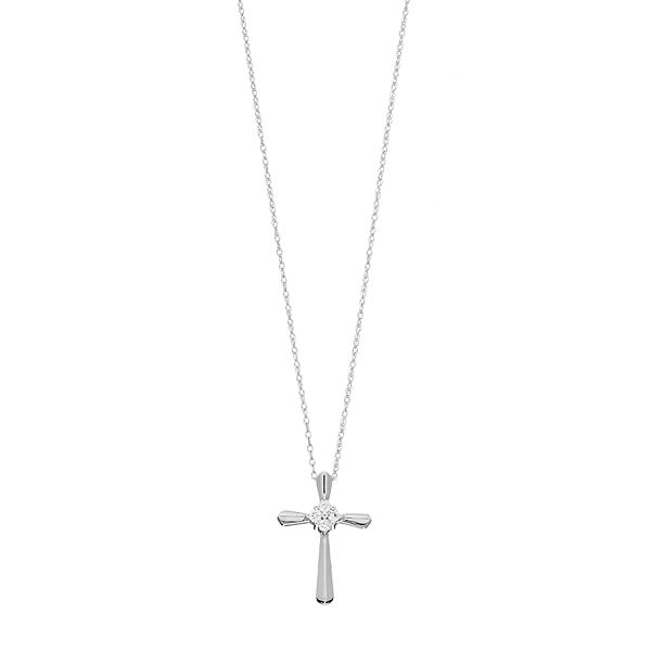 Celebration Gems 10k Gold 1/10 Carat T.W. Diamond Cluster Cross Pendant