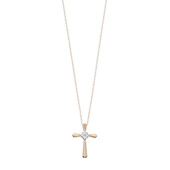 Celebration Gems 10k Gold 1/10 Carat T.W. Diamond Cluster Cross Pendant