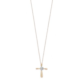 Celebration Gems 10k Gold 1/10 Carat T.W. Diamond Cluster Cross Pendant