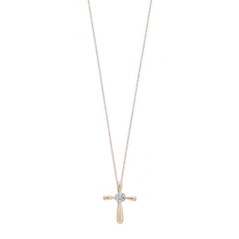 Celebration Gems 10k Gold 1/10 Carat T.W. Diamond Cluster Cross Pendant