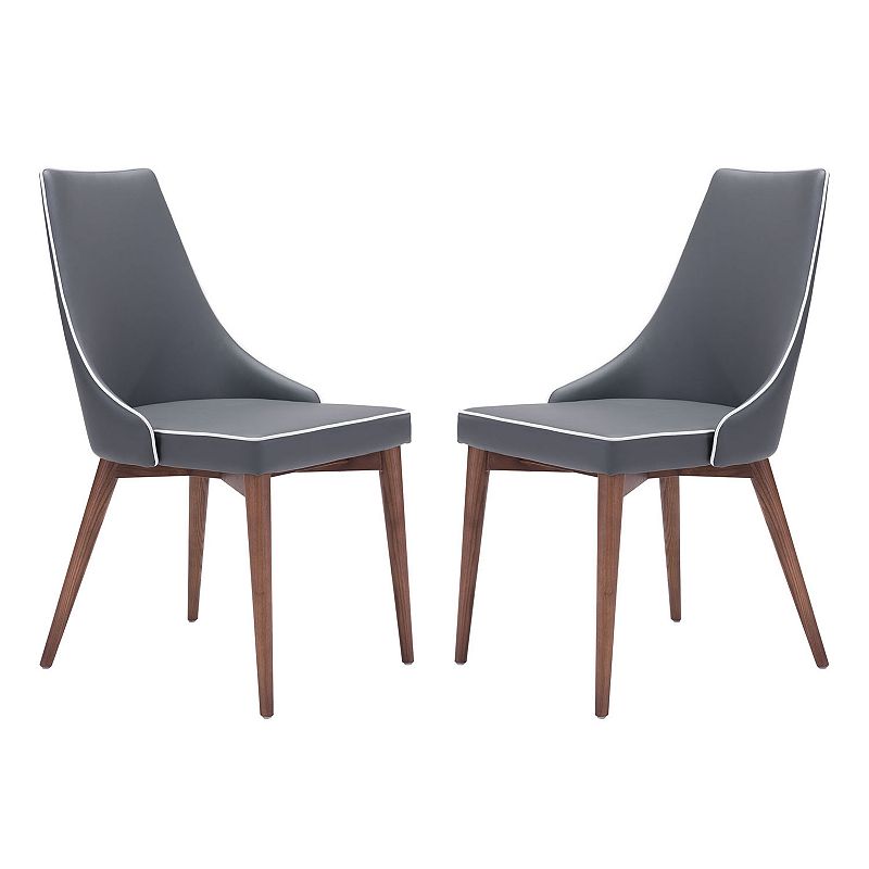 Zuo Modern Faux-Leather Wingback Dining Chair 2-piece Set, Grey