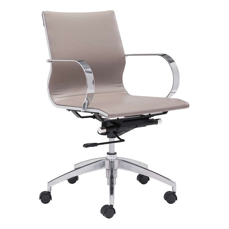 Zuo Modern Low Back Adjustable Glider Desk Chair, Grey