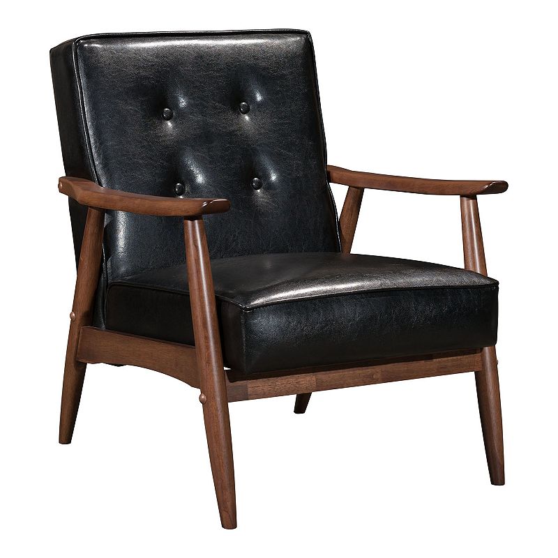 Zuo Modern Rocky Mid-Century Arm Chair, Black