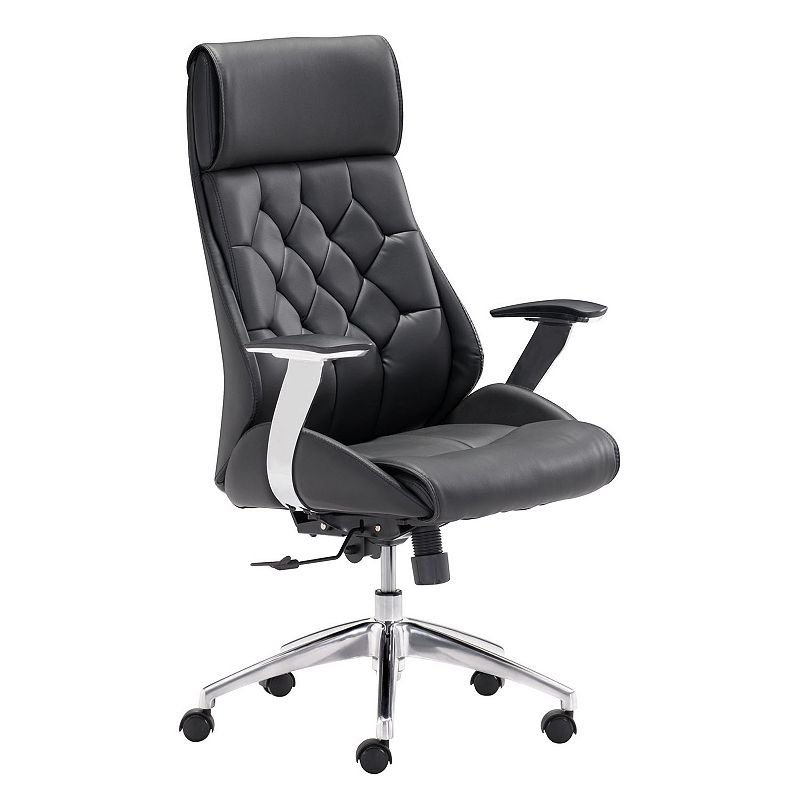 Zuo Modern Boutique Faux-Leather Adjustable Desk Chair, Black
