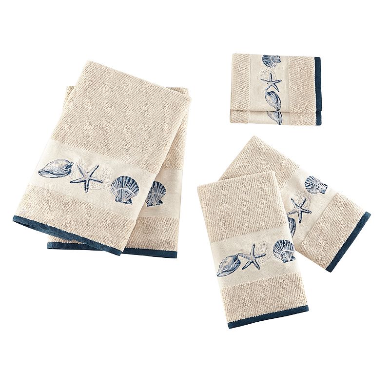Madison Park Nantucket Embroidered Jacquard 6-piece Towel Set, Blue