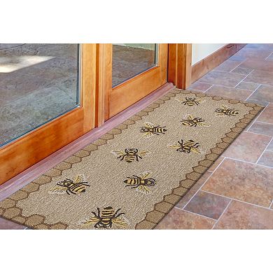 Liora Manne Frontporch Framed Honeycomb Bee Indoor Outdoor Rug