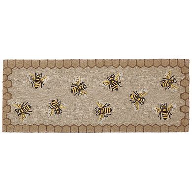 Liora Manne Frontporch Framed Honeycomb Bee Indoor Outdoor Rug