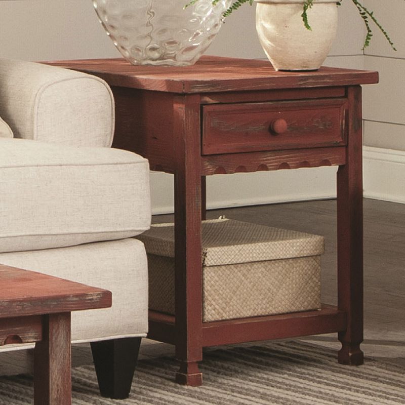 Alaterre Furniture Country Cottage End Table, Red