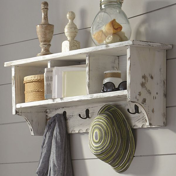 Wall Storage Unit , Cubbie Wall Shelf With Coat Hooks , Clothes Storage  Shelf , Wall Shelf , Coat Rack 