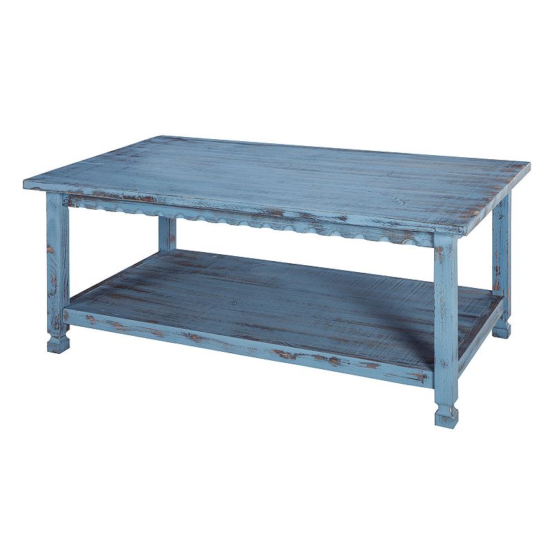 Alaterre Furniture Country Cottage Coffee Table, Blue