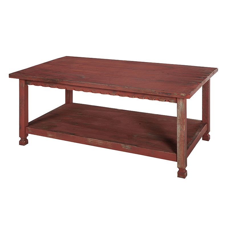 Alaterre Furniture Country Cottage Coffee Table, Red