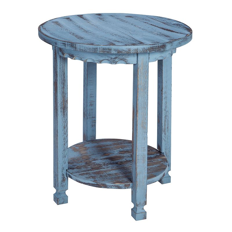 Alaterre Furniture Country Cottage Round End Table, Blue