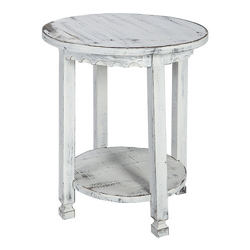 Rústica Cabaña Mesa Auxiliar Con 1 Cajón Y 1 Estante, Azul A Antique Blue | Envío Gratis