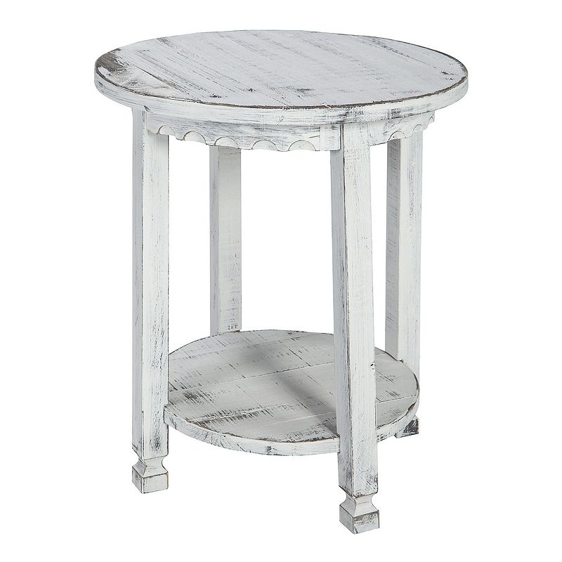 Alaterre Furniture Country Cottage Round End Table, White