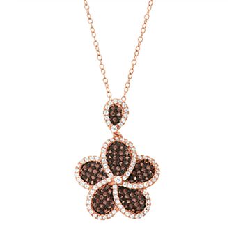 Designs by Gioelli 14k Rose Gold Over Silver Cubic Zirconia Flower Pendant