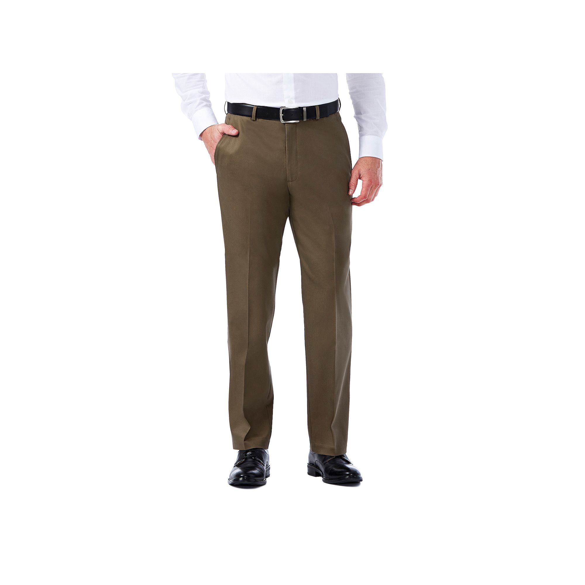 Mens Haggar Premium No-Iron Khaki Stretch Classic-Fit Flat-Front Pants, Si