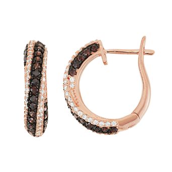 Designs by Gioelli 14k Rose Gold Over Silver Cubic Zirconia Hoop Earrings