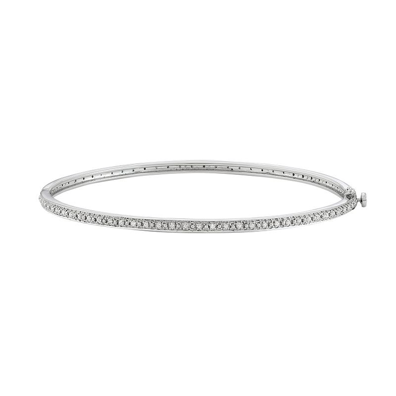 Sterling Silver 1/2 Carat T.W. Diamond Eternity Bangle Bracelet, Womens, W