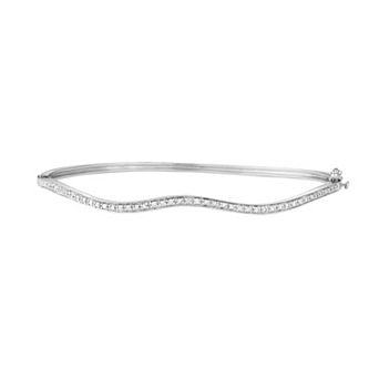 HDI Sterling Silver 1/10 Carat T.W. Diamond Wave Bangle Bracelet