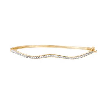 HDI 14k Gold Over Silver 1/10 Carat T.W. Diamond Wave Bangle Bracelet