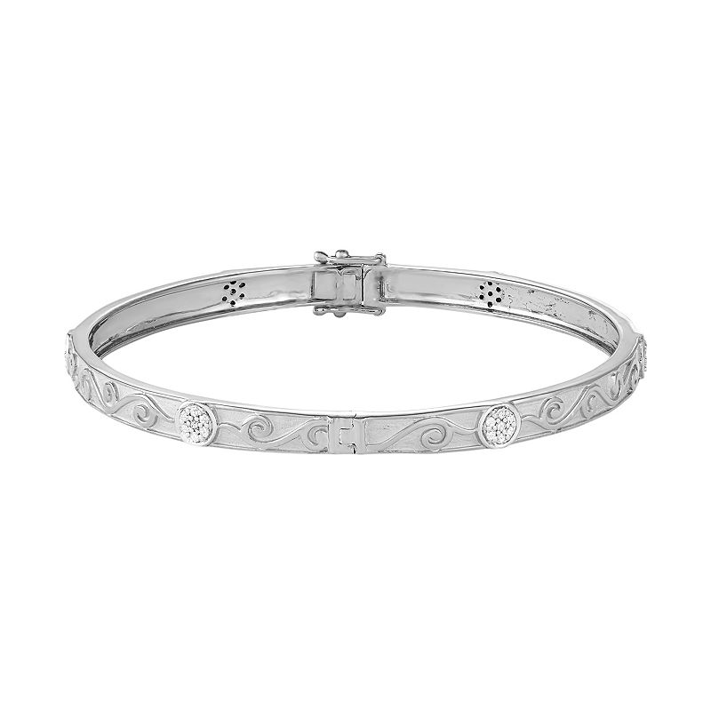 Sterling Silver 1/3 Carat T.W. Diamond Filigree Bangle Bracelet, Womens, W