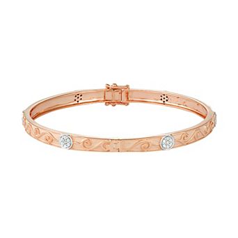 HDI 14k Rose Gold Over Silver 1/3 Carat T.W. Diamond Filigree Bangle Bracelet