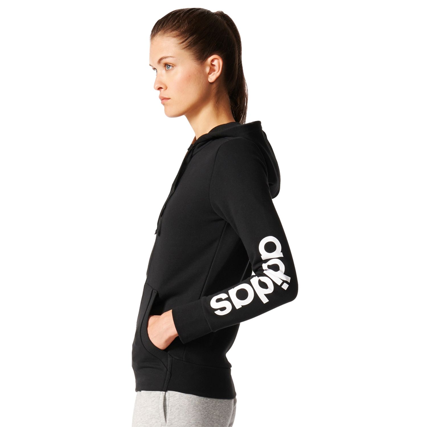 women's adidas essential linear logo fz hoodie